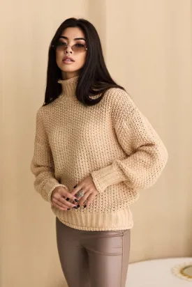 Elegant Knitted Sweater Coffee Color, Oversized