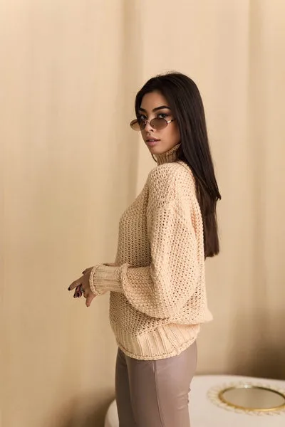 Elegant Knitted Sweater Coffee Color, Oversized