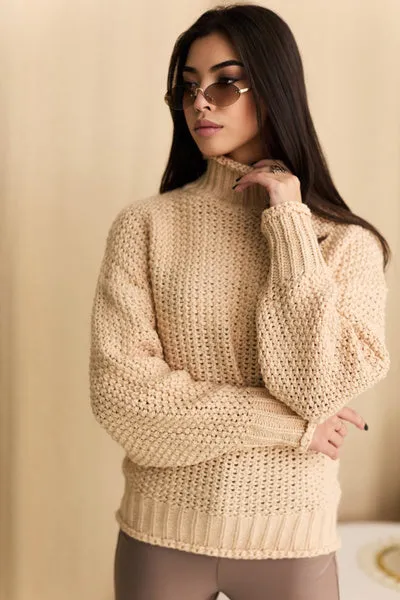 Elegant Knitted Sweater Coffee Color, Oversized