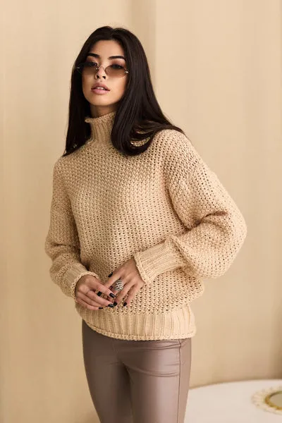 Elegant Knitted Sweater Coffee Color, Oversized