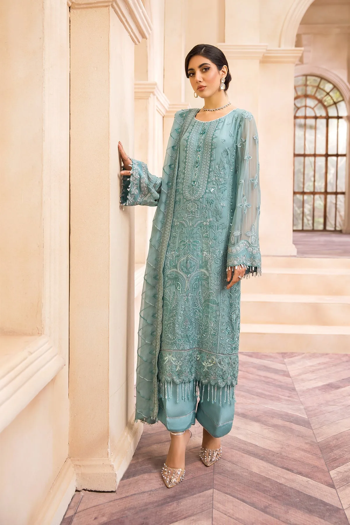 Farasha Embroidered Luxury Chiffon Collection 2022 – SEA SWIRL