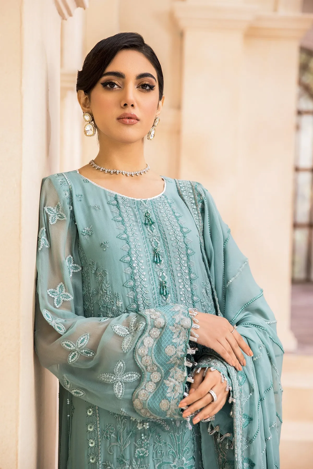 Farasha Embroidered Luxury Chiffon Collection 2022 – SEA SWIRL