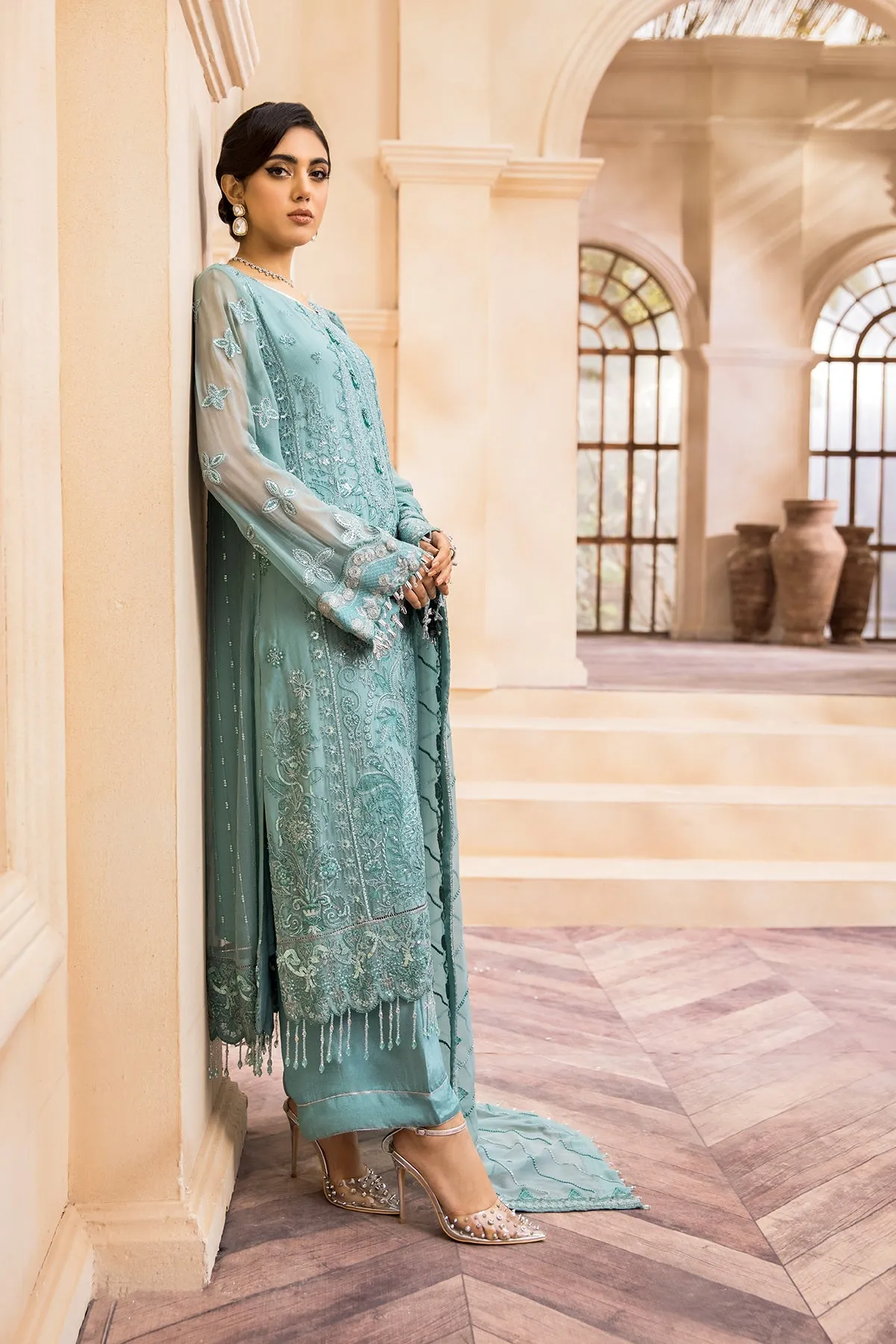 Farasha Embroidered Luxury Chiffon Collection 2022 – SEA SWIRL