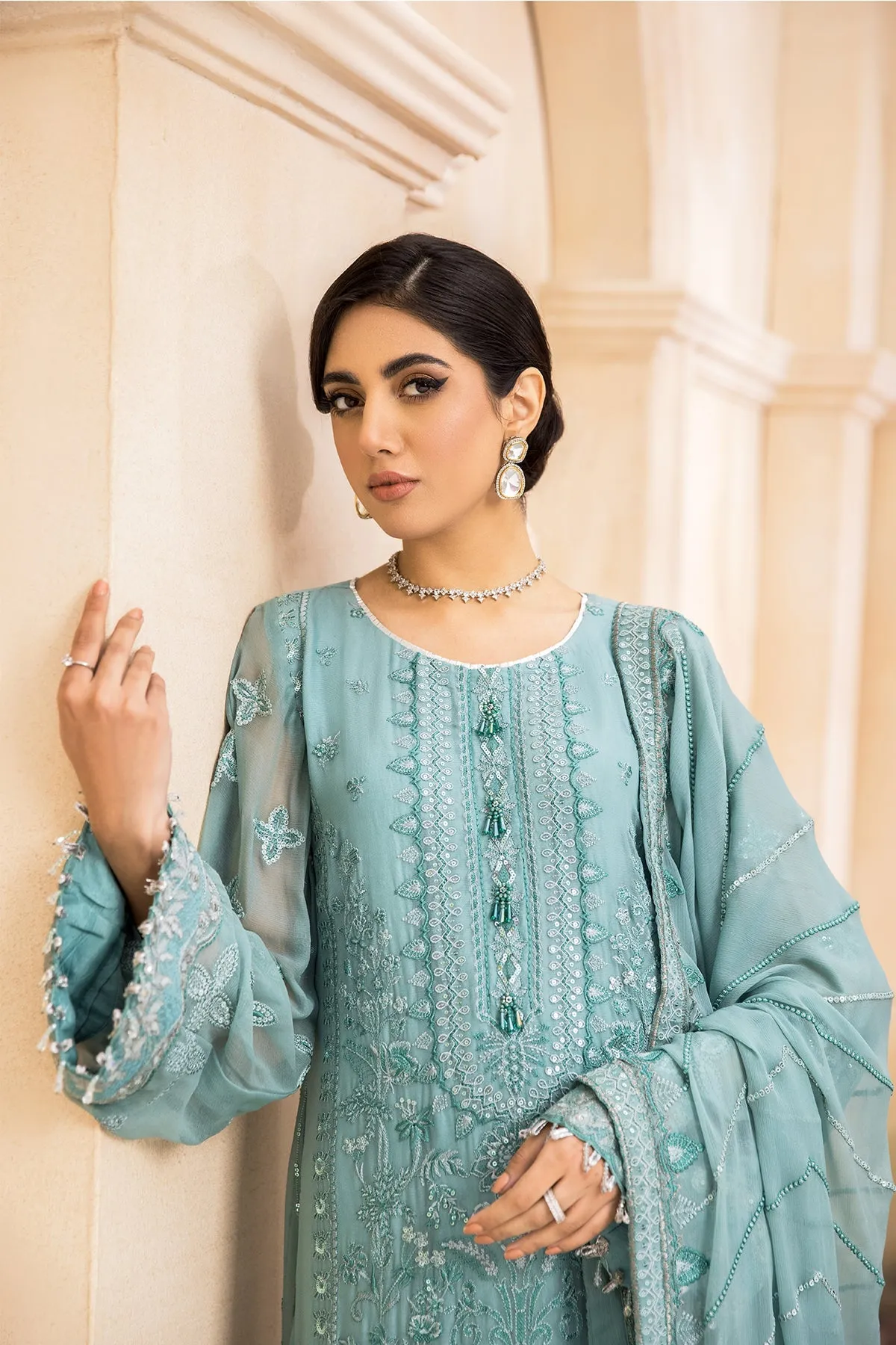 Farasha Embroidered Luxury Chiffon Collection 2022 – SEA SWIRL