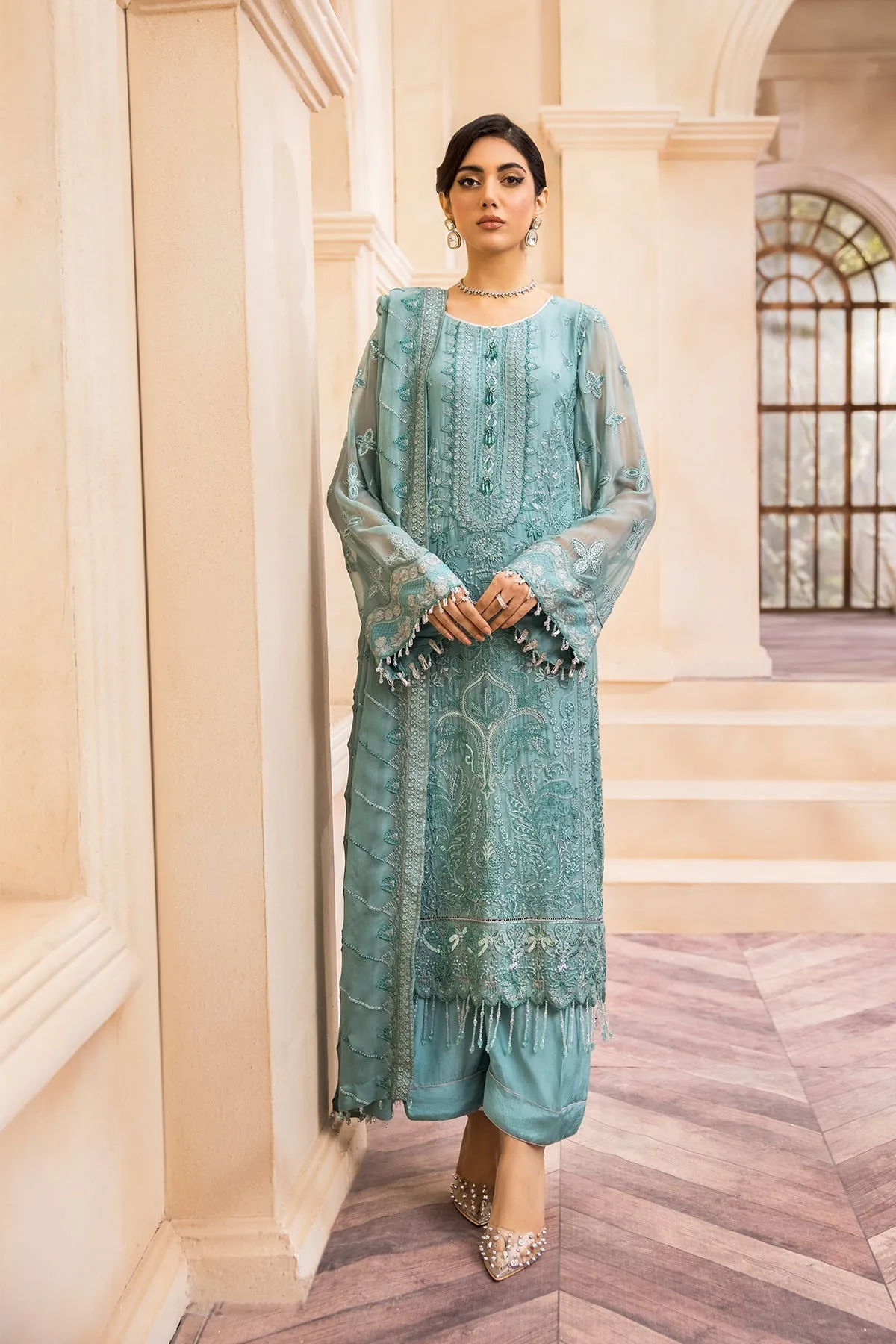 Farasha Embroidered Luxury Chiffon Collection 2022 – SEA SWIRL