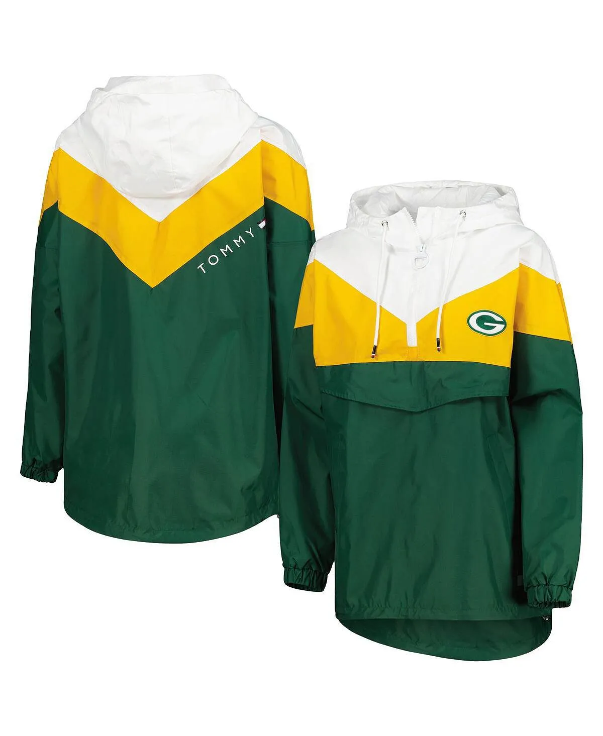 Green Bay Packers Staci Tommy Hilfiger Women's Hooded Half-Zip Windbreaker