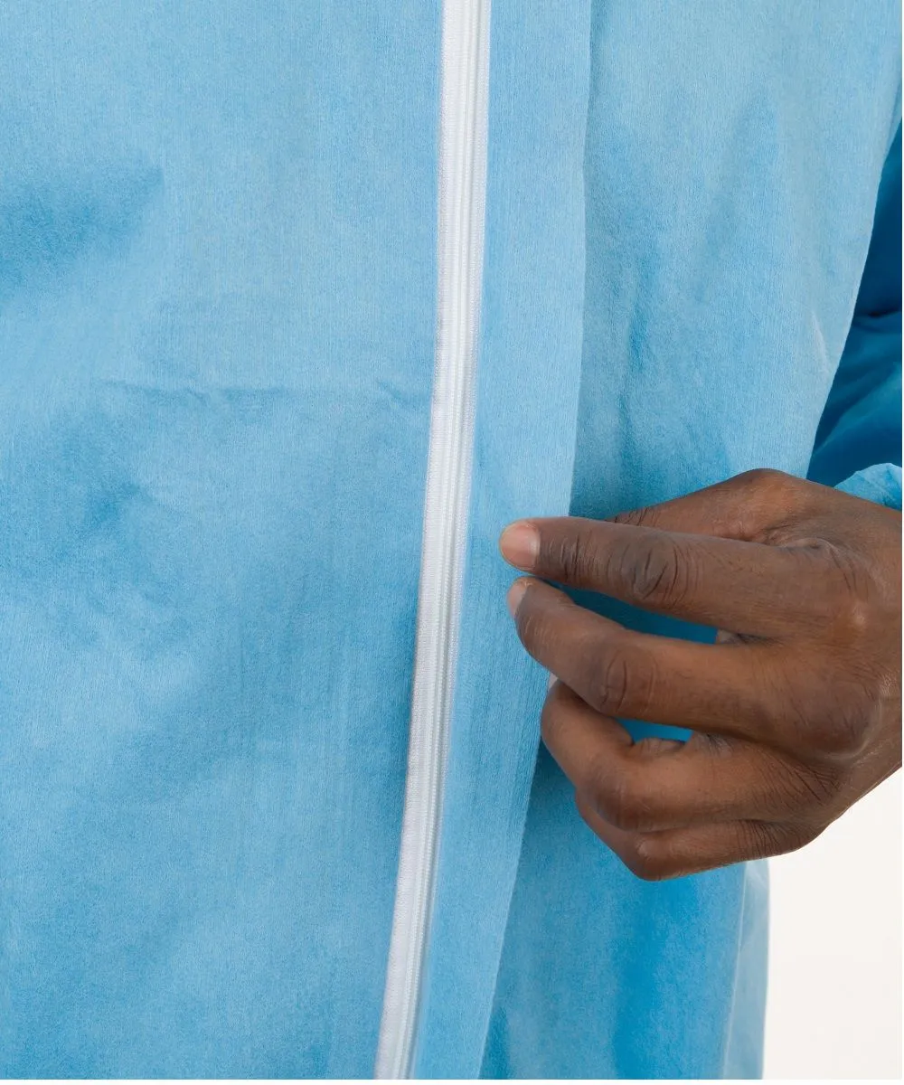 International Enviroguard PyroGuard FR 9015 Outer layer FR Coverall, Attached Hood, Elastic Wrist, Elastic Ankle, Blue, Case of 25