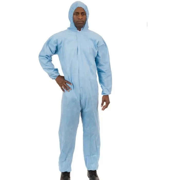 International Enviroguard PyroGuard FR 9015 Outer layer FR Coverall, Attached Hood, Elastic Wrist, Elastic Ankle, Blue, Case of 25