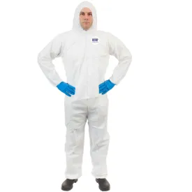 International Enviroguard ValuGuard MP 8115 Lightweight Microporous Coverall with Attached Hood, Elastic Wrist and Ankle, White, Case of 25