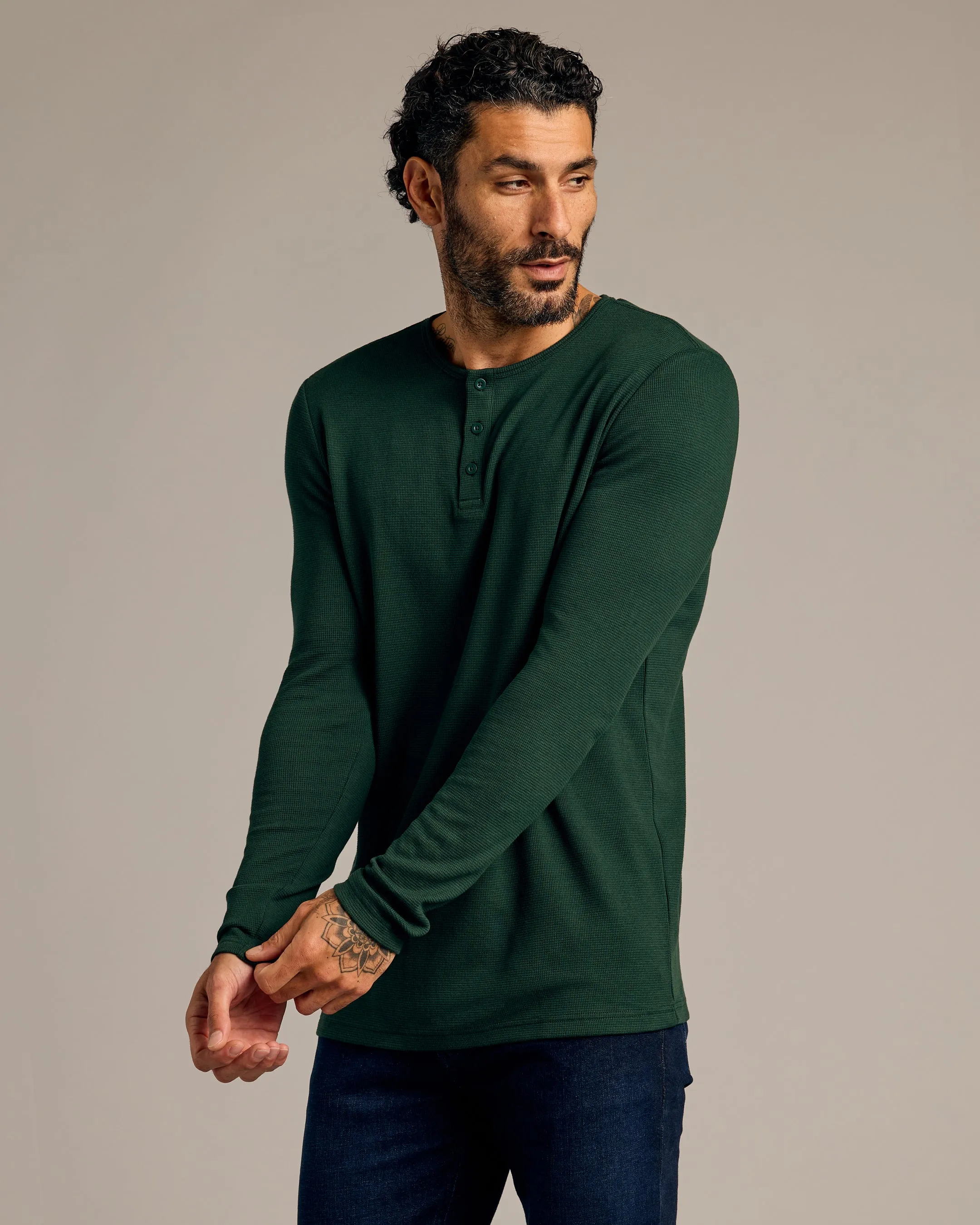 Kale Waffle Long Sleeve Henley