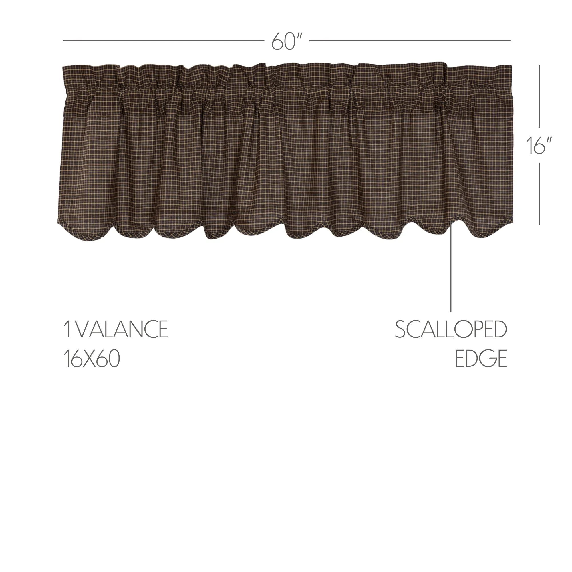 Kettle Grove Plaid Valance Scalloped