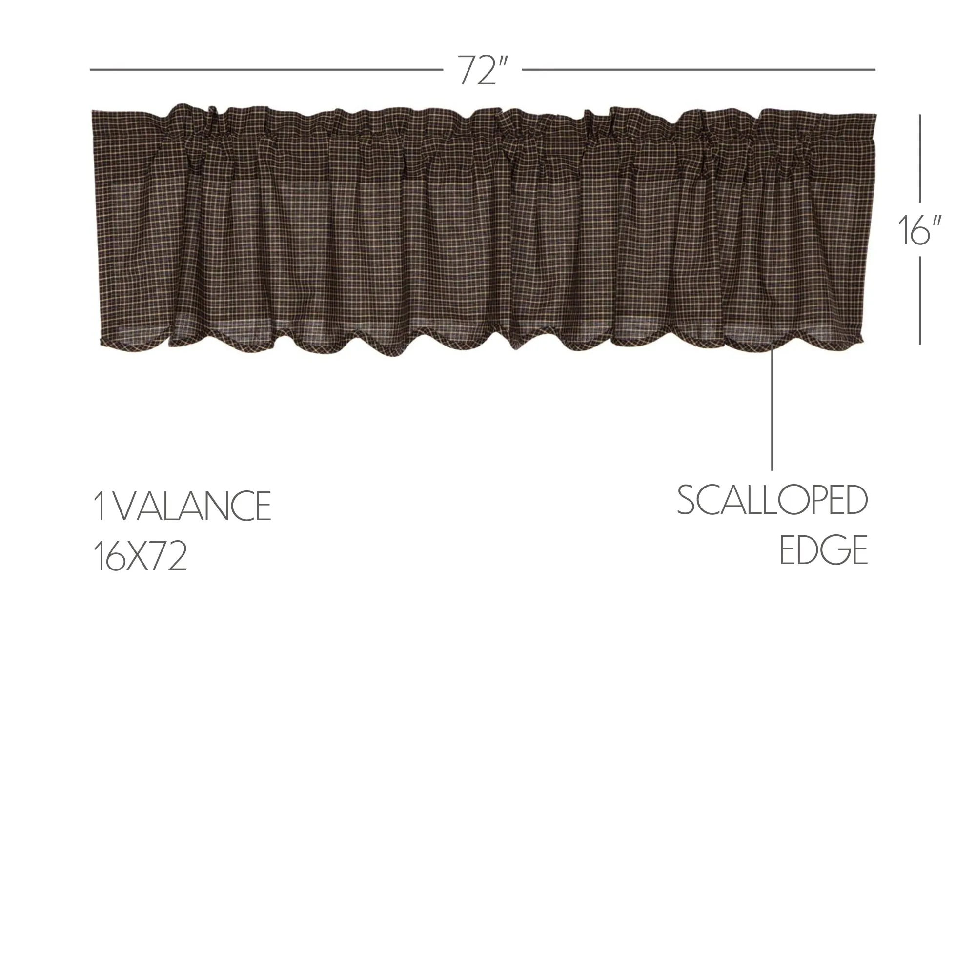 Kettle Grove Plaid Valance Scalloped