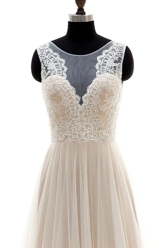 Lace Tulle A-line Floor Length Wedding Dress