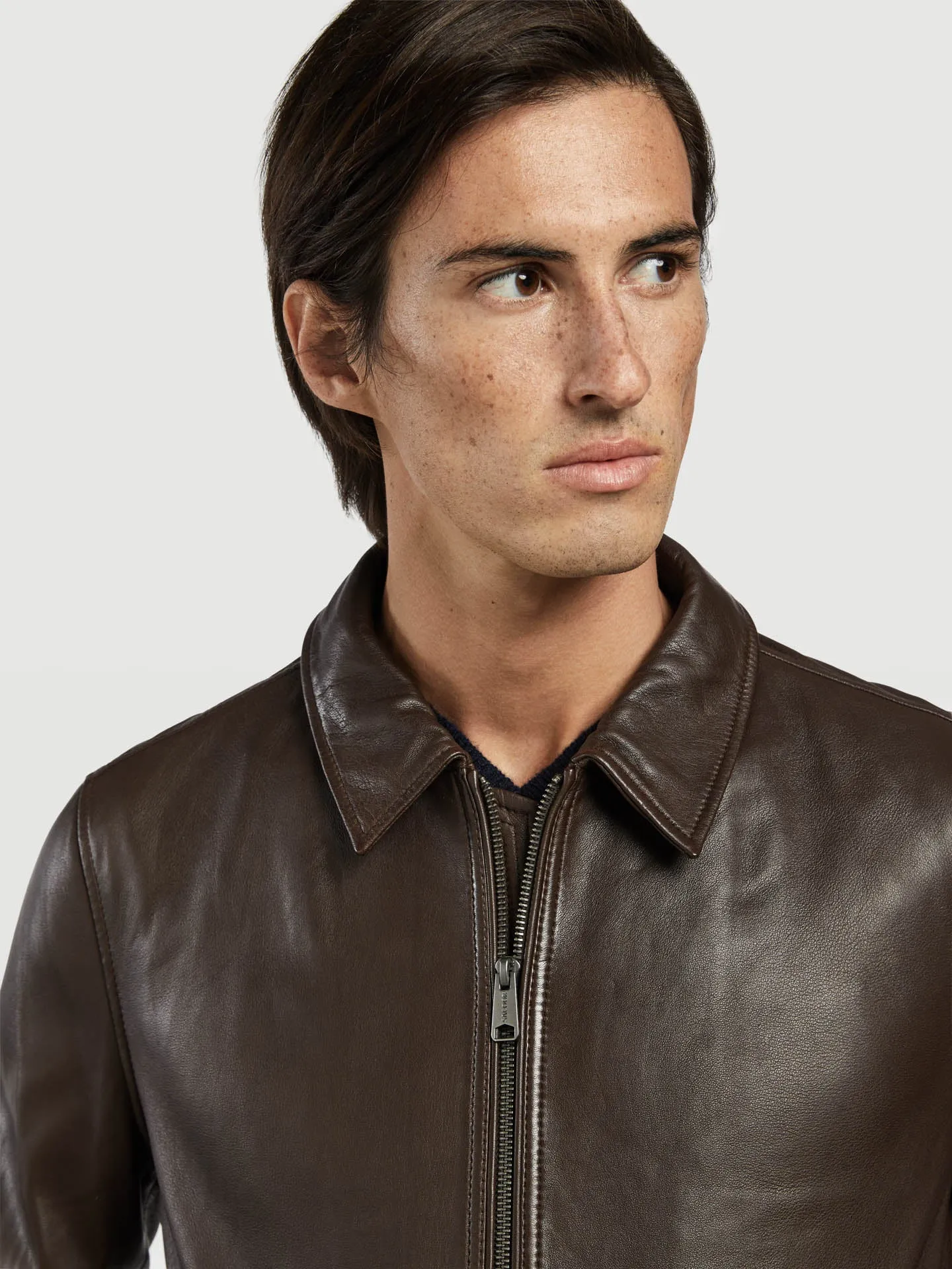 Leather bomber jacket