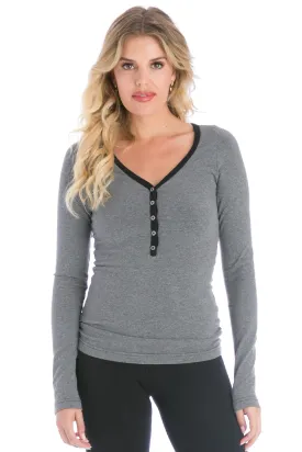 Long Sleeve Deep Henley Active T