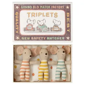 Maileg Triplets, Baby Mice in Matchbox