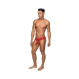 Male Power Hose Mesh Thong Red L/XL