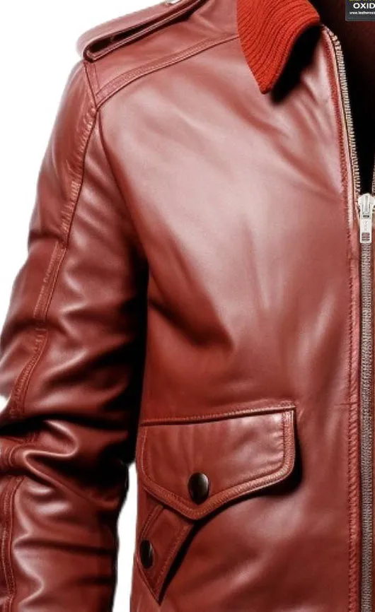 Men Tan Brown Bomber Leather Jacket - James Brown Leather Jacket