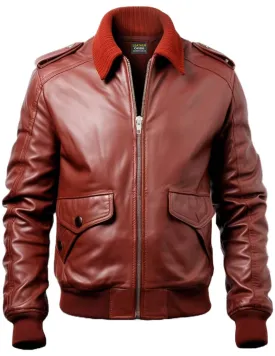 Men Tan Brown Bomber Leather Jacket - James Brown Leather Jacket