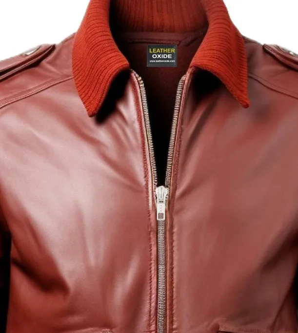 Men Tan Brown Bomber Leather Jacket - James Brown Leather Jacket