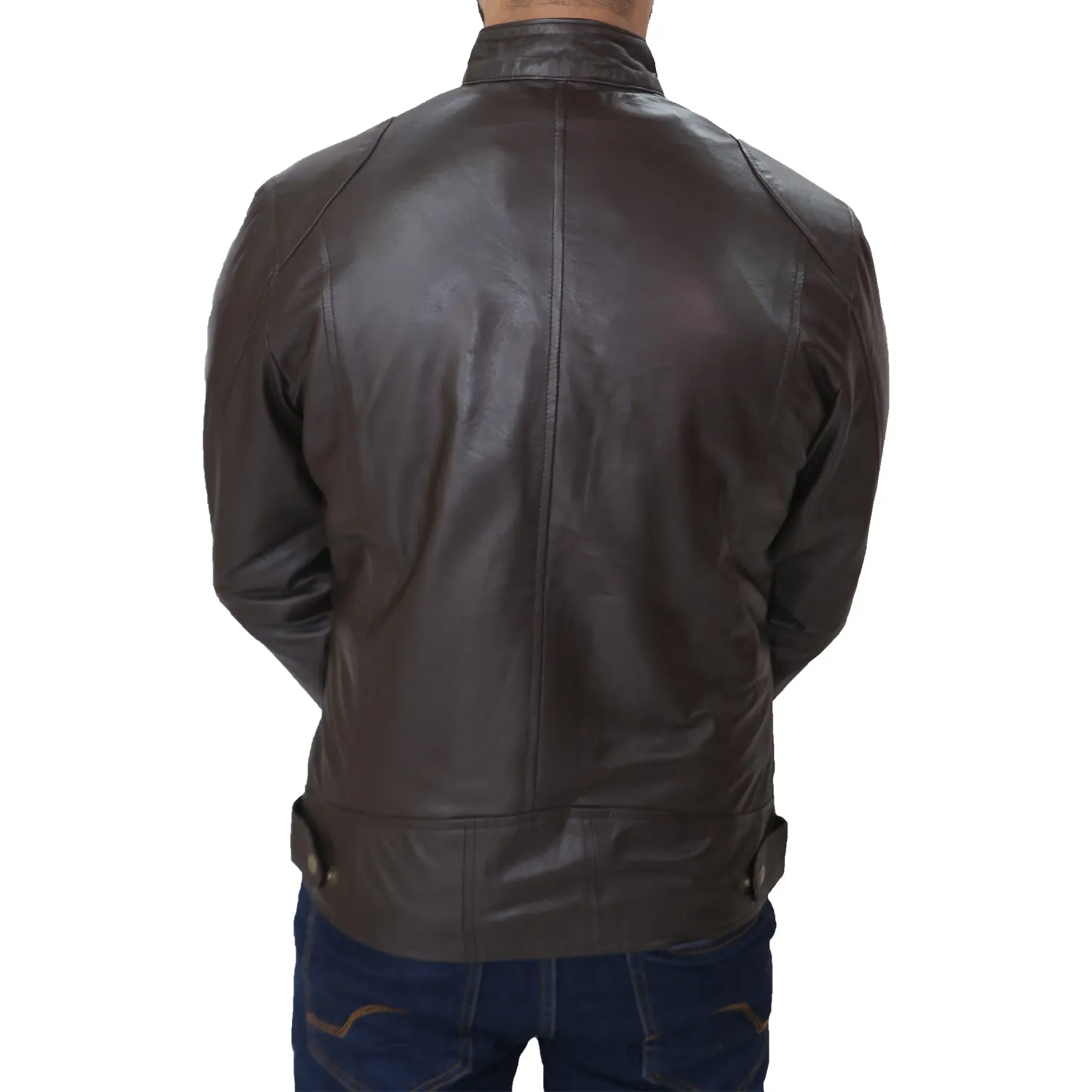 Men's Cafe Racer Biker Sheepskin Leather Jacket