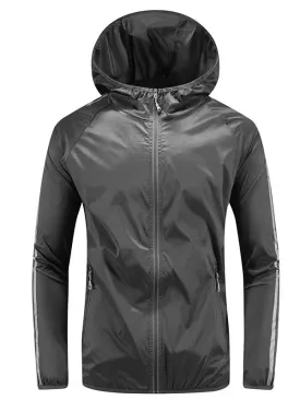 Men's Casual Thin Elastic Windbreaker with Hood and Smooth Zipper - SF0627