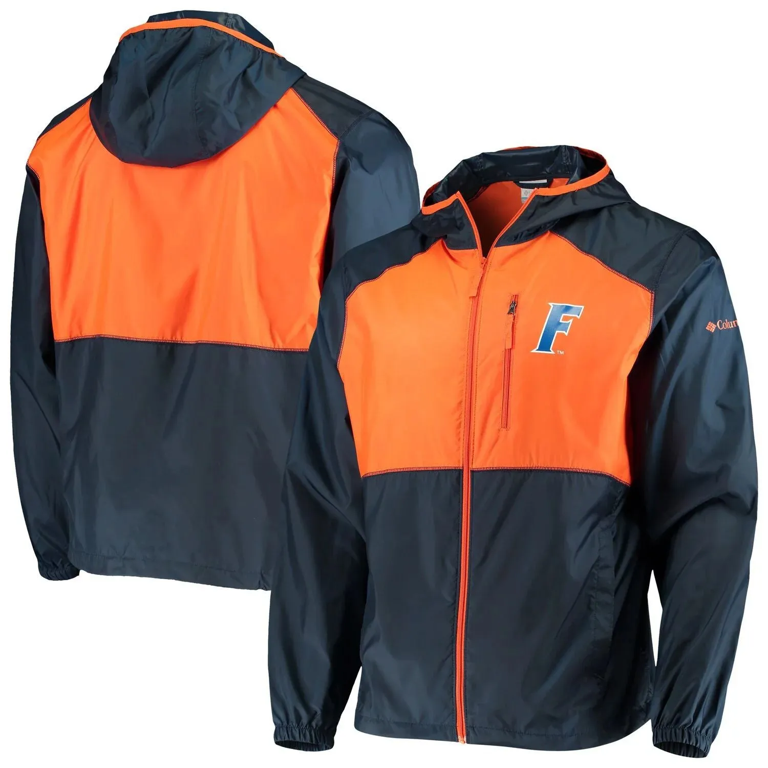 Men's Full-Zip Hooded Windbreaker Navy/Orange Florida Gators Flash Forward