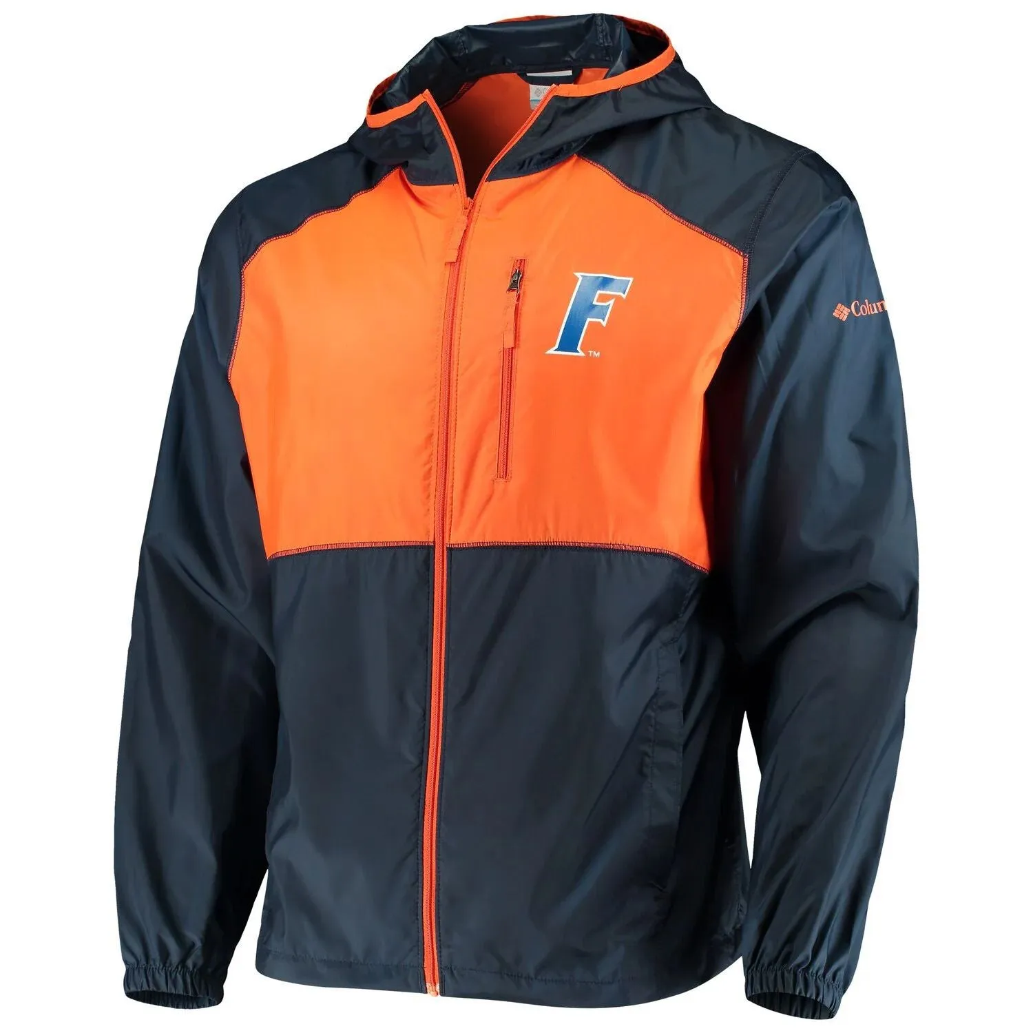 Men's Full-Zip Hooded Windbreaker Navy/Orange Florida Gators Flash Forward