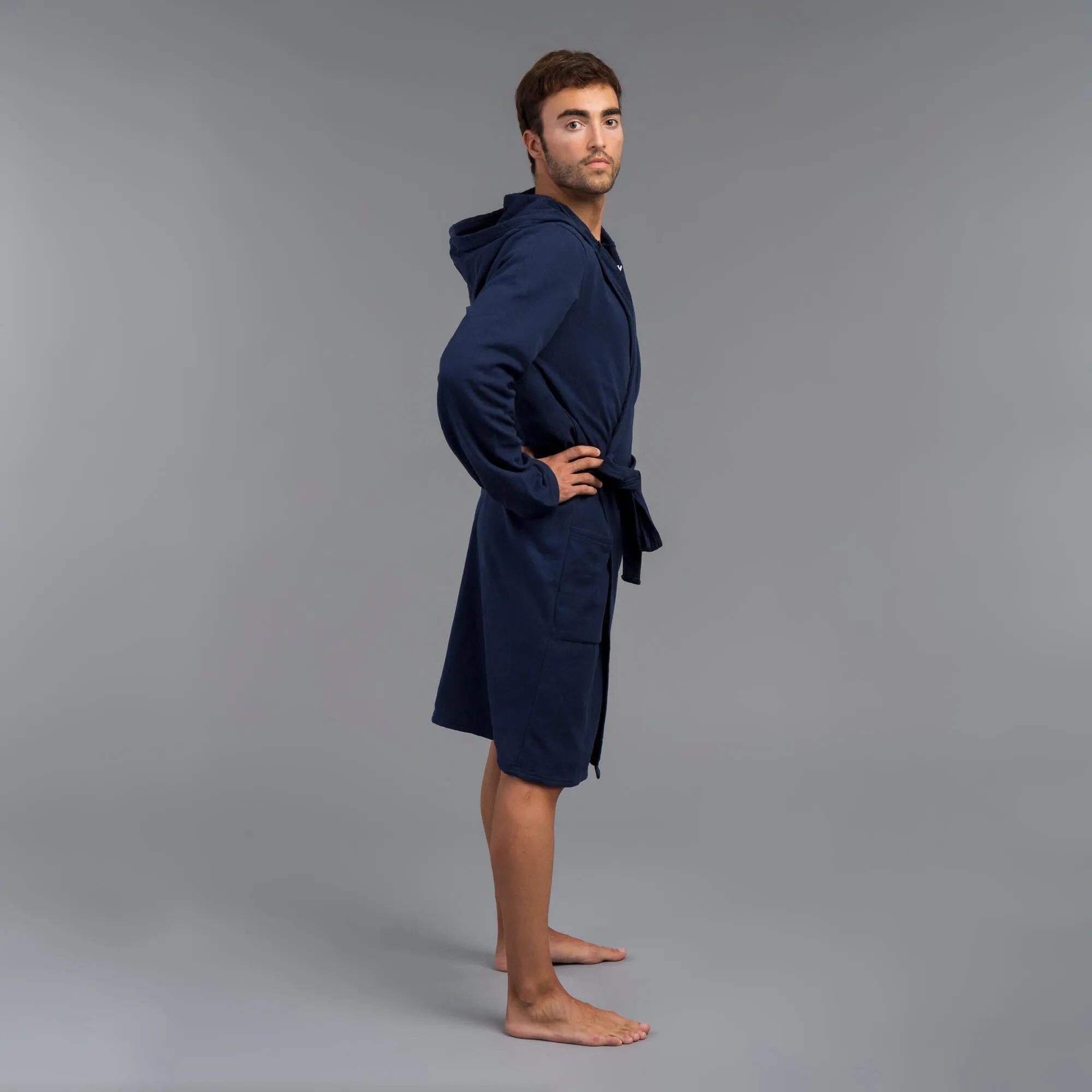 Men's organic cotton robe - dark blue WATKO, dark blue