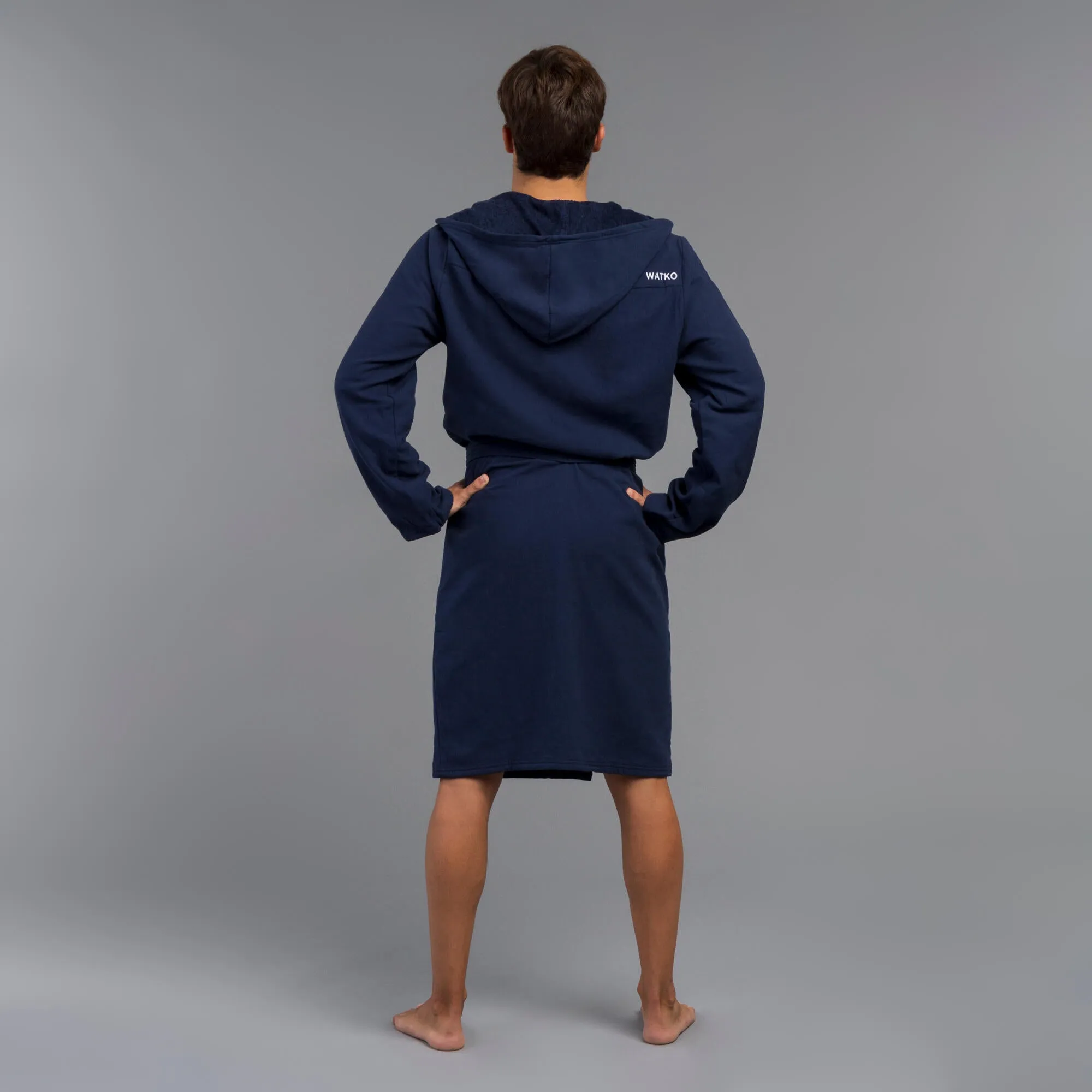 Men's organic cotton robe - dark blue WATKO, dark blue