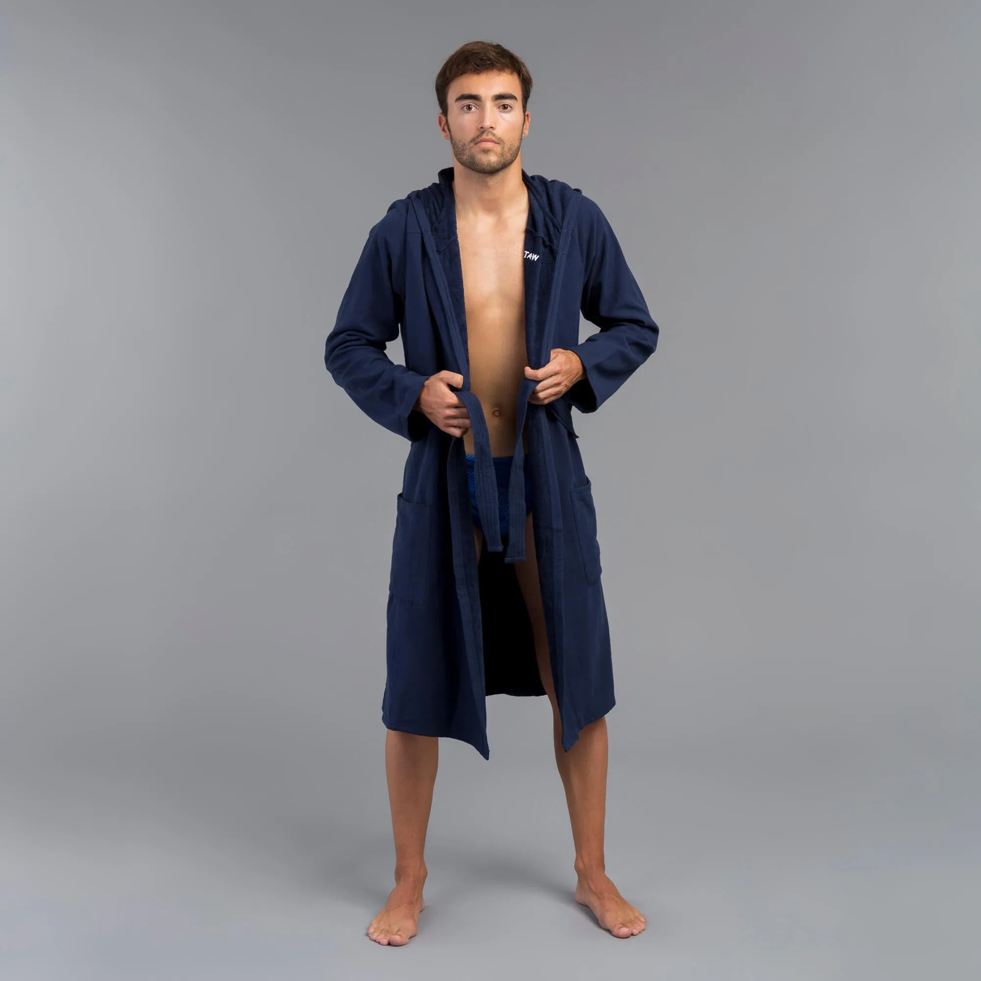 Men's organic cotton robe - dark blue WATKO, dark blue