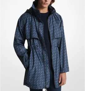 Michael Kors Empire Signature Logo Print Woven Anorak Windbreaker, Navy