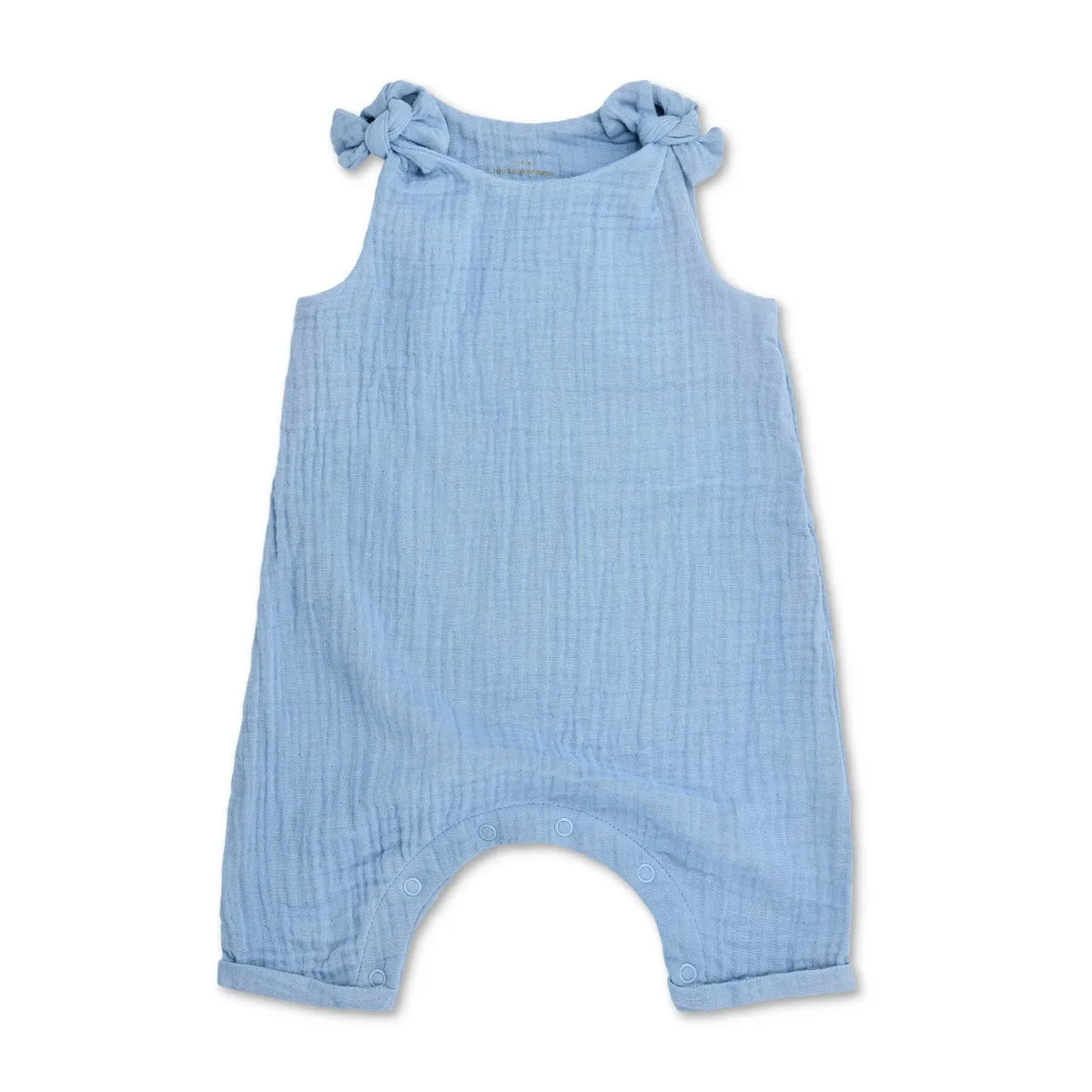 Muslin Knot Tie Overalls - Blue