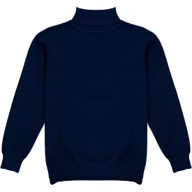 Navy Blue Mens Long Sleeve Knit Turtleneck Sweater