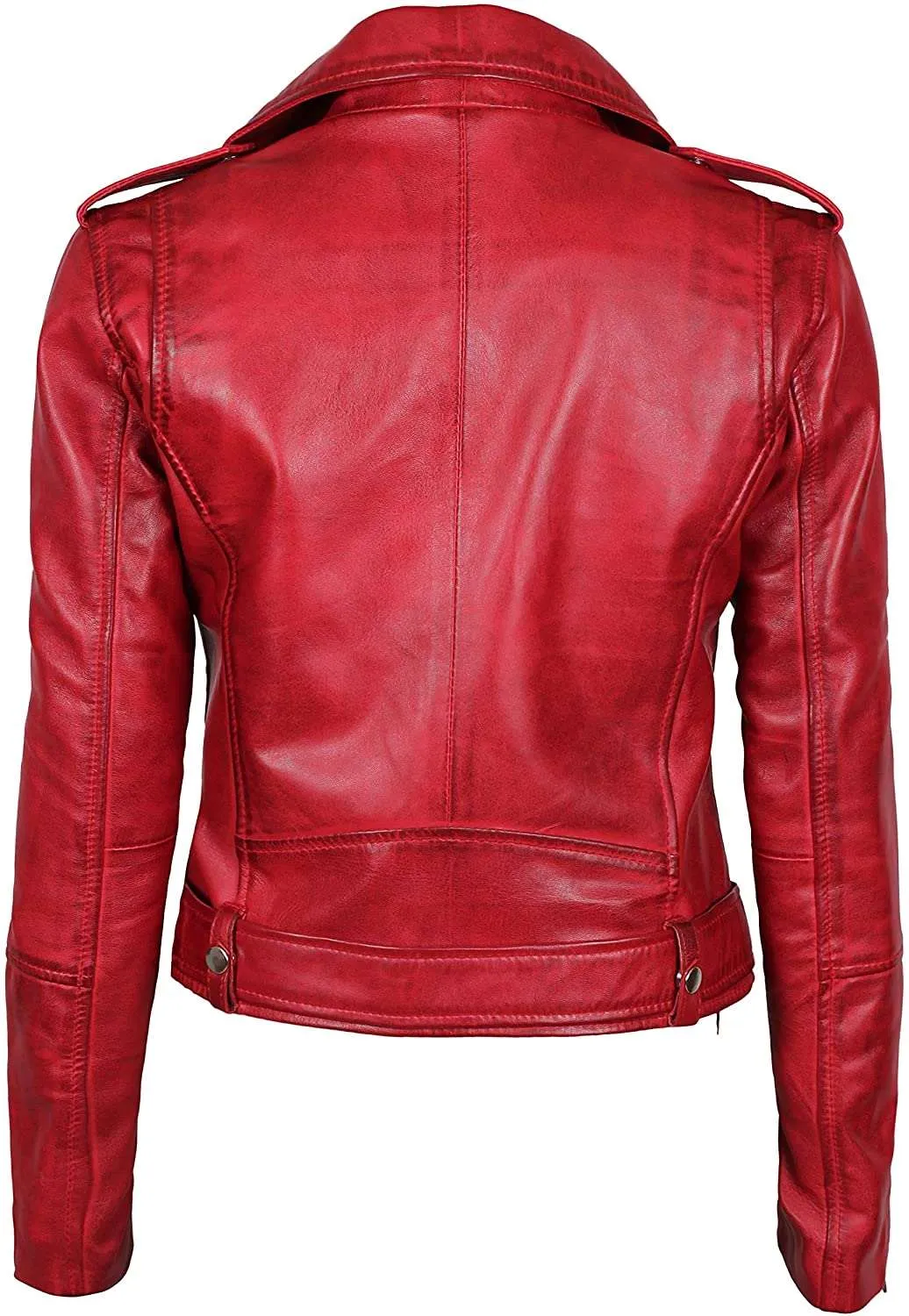 Negan Biker Women's Red Leather Jacket