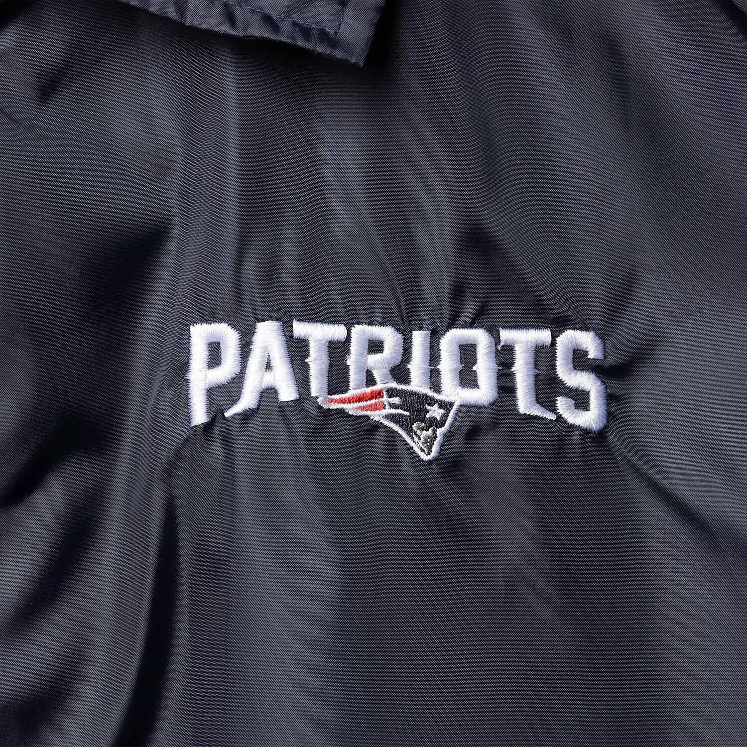 New England Patriots Coaches Men's Navy Blue Classic Snap Windbreaker with Snap Closure