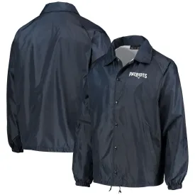 New England Patriots Coaches Men's Navy Blue Classic Snap Windbreaker with Snap Closure