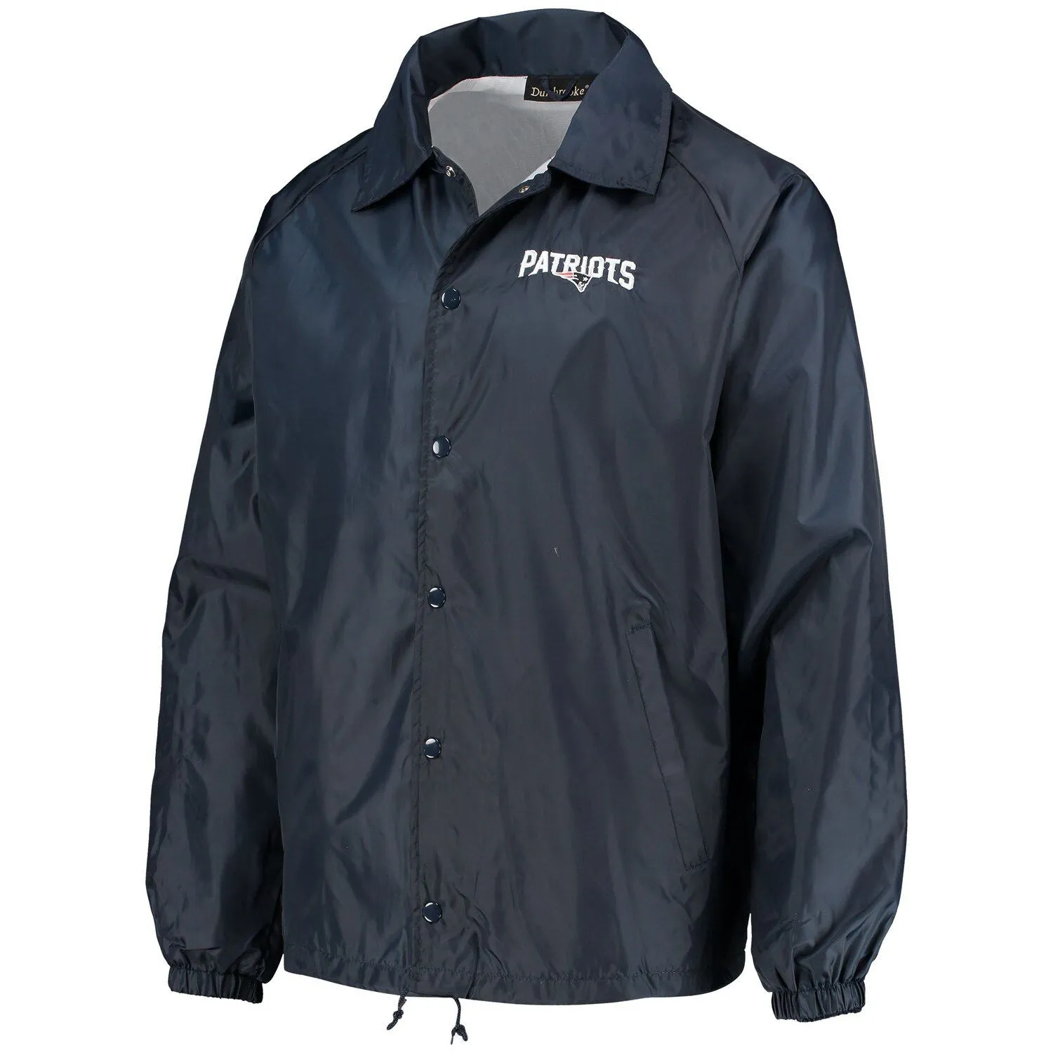 New England Patriots Coaches Men's Navy Blue Classic Snap Windbreaker with Snap Closure