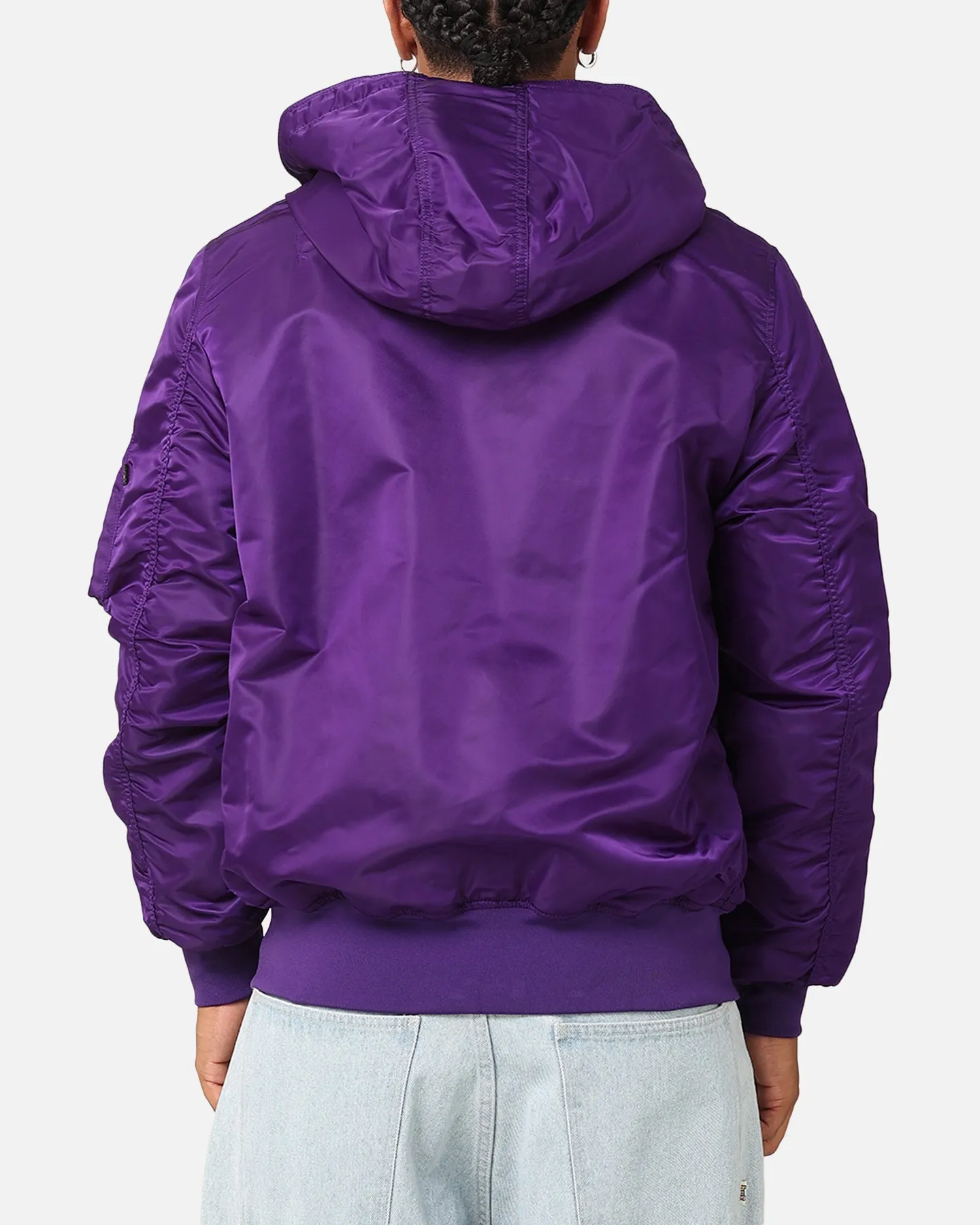 New Era Los Angeles Lakers Alpha Industries L-2B Hooded Bomber Jacket Purple