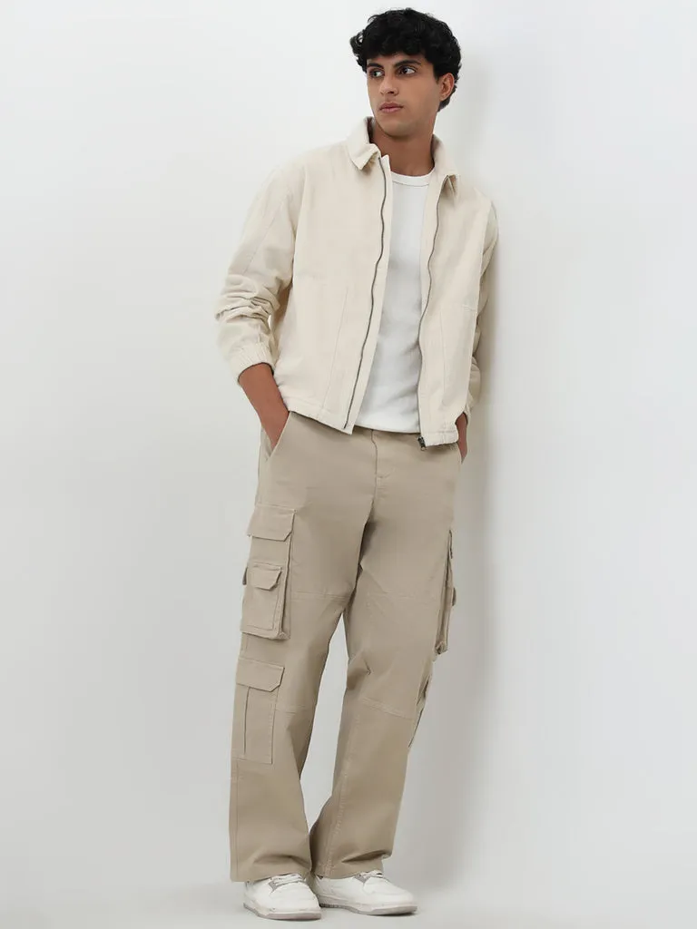 Nuon Off-White Relaxed-Fit Corduroy Cotton Jacket