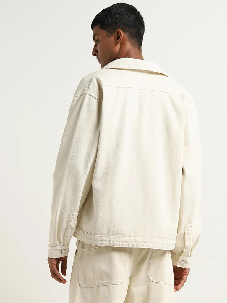 Nuon Off-White Relaxed Fit Denim Jacket