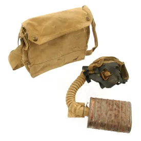 Original British WWI Small Box Respirator Gas Mask with Canister in Haversack - dated 1917