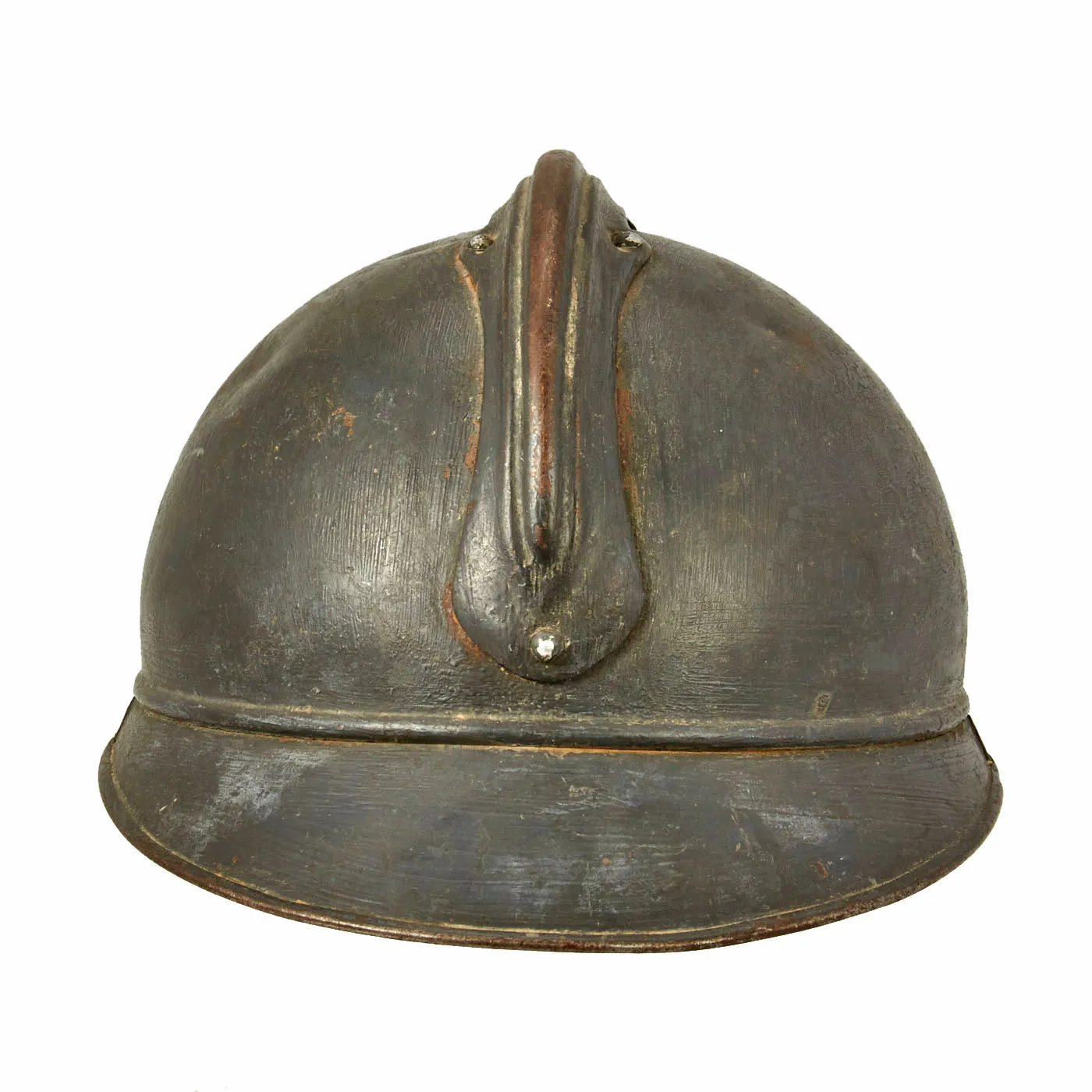 Original French WWI Early Issue Model 1915 Adrian Helmet in Horizon Blue with RF Badge - Complete