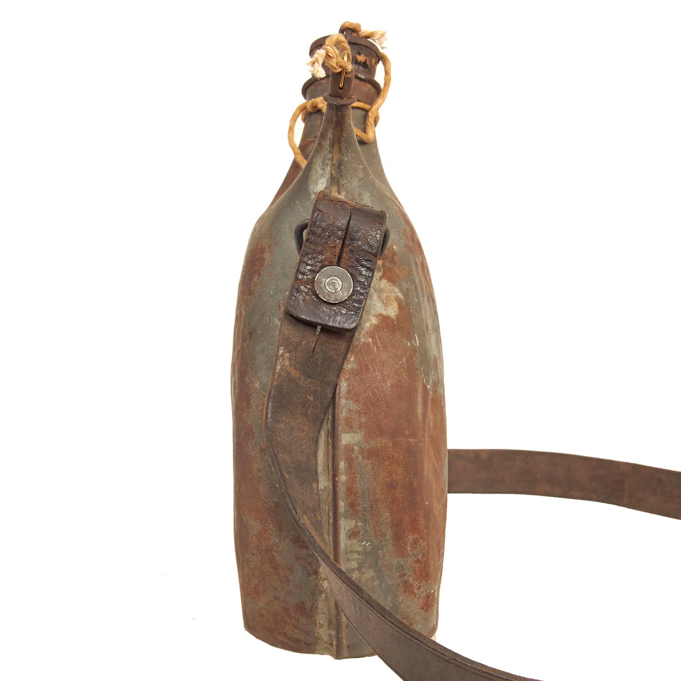 Original French WWI Model 1877 Canteen with Shoulder Strap and Original Stoppers - Bidon