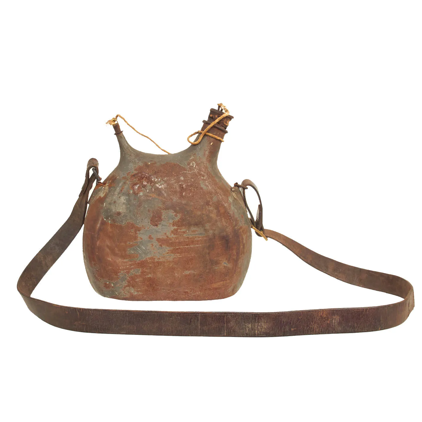 Original French WWI Model 1877 Canteen with Shoulder Strap and Original Stoppers - Bidon