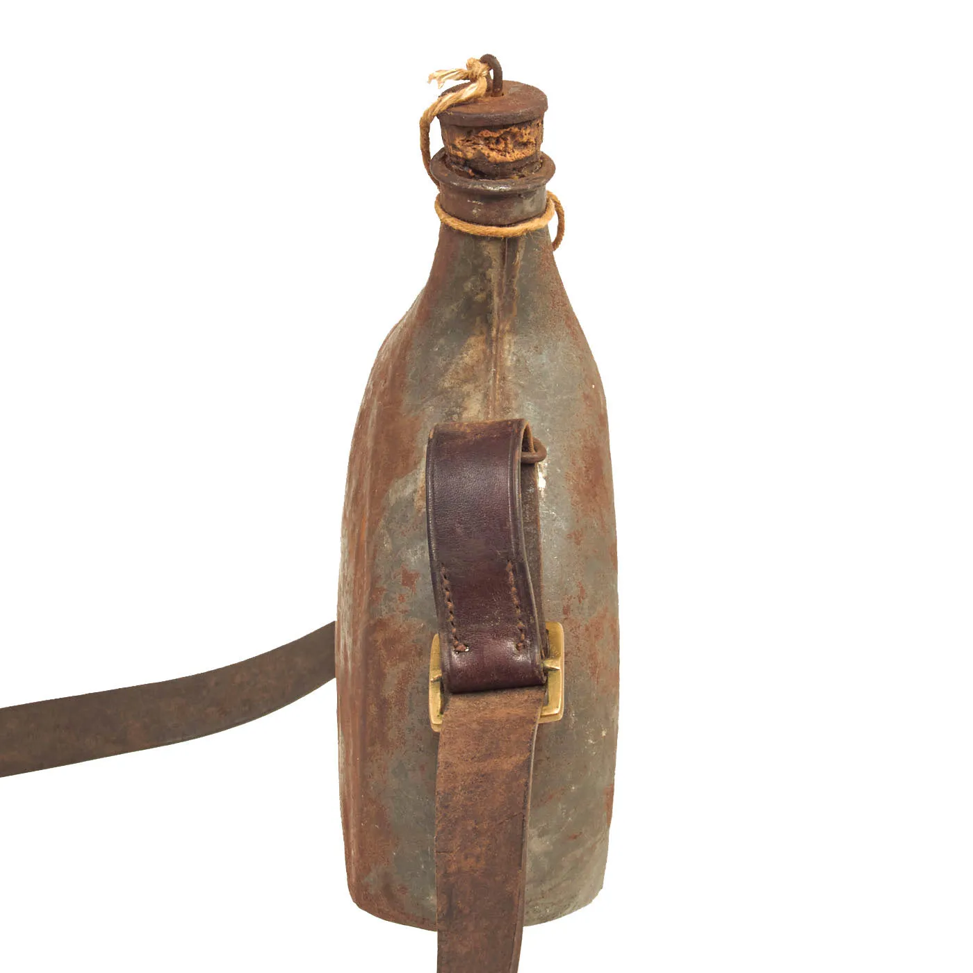 Original French WWI Model 1877 Canteen with Shoulder Strap and Original Stoppers - Bidon