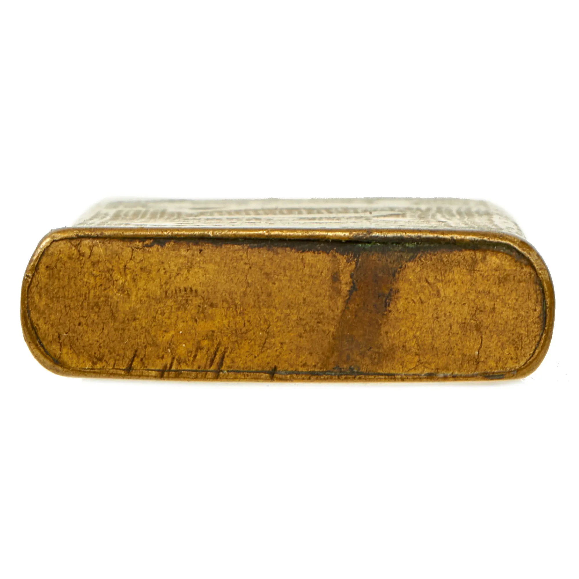 Original French WWI Trench Art “Windproof” Lighter Made From Brass As Featured In The Book “Trench Art, An Illustrated History” by Jane Kimball on Page 200