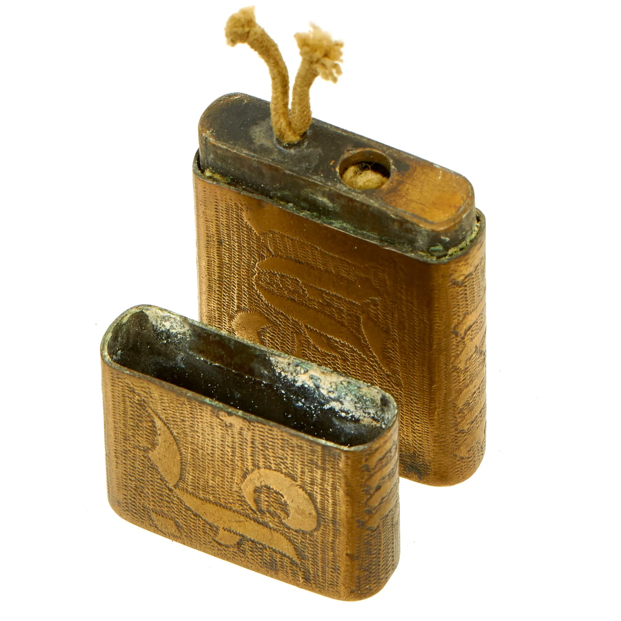 Original French WWI Trench Art “Windproof” Lighter Made From Brass As Featured In The Book “Trench Art, An Illustrated History” by Jane Kimball on Page 200