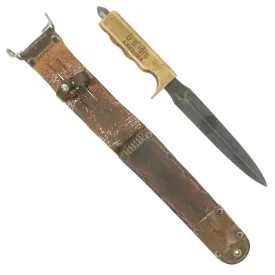 Original U.S. WWI Modified Model 1918 Mark I Trench Knife by L.F. & C. in M6 Leather Scabbard dated 1943