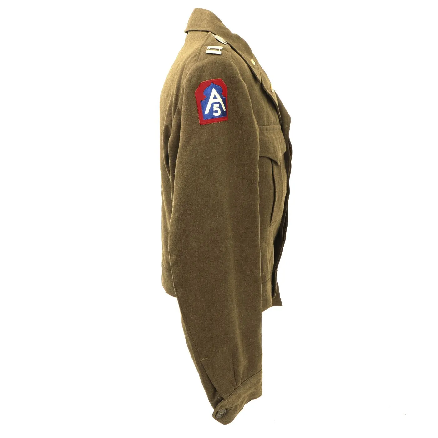 Original U.S. WWII 760th Tank Battalion Officer B-3 Sheepskin Jacket, Ike Jacket and Class A Service Coat